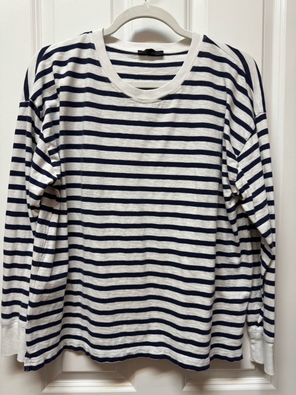 J Crew Classic Navy and White Striped Long Sleeve Tee